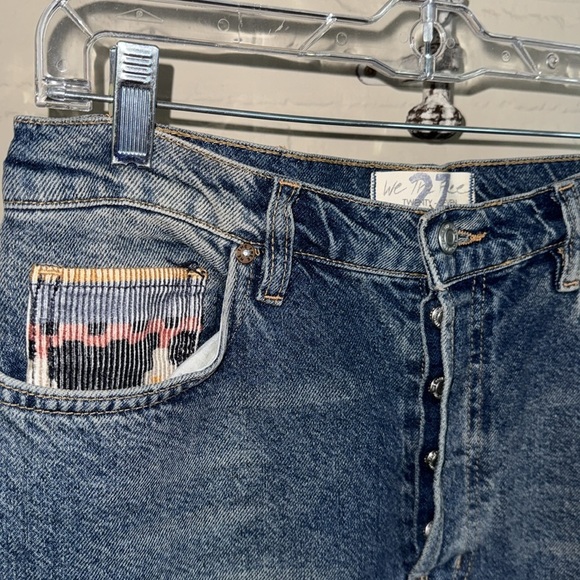 Free People jeans Rocky Mountain  denim 27 straight leg western button fly boho - Picture 6 of 10